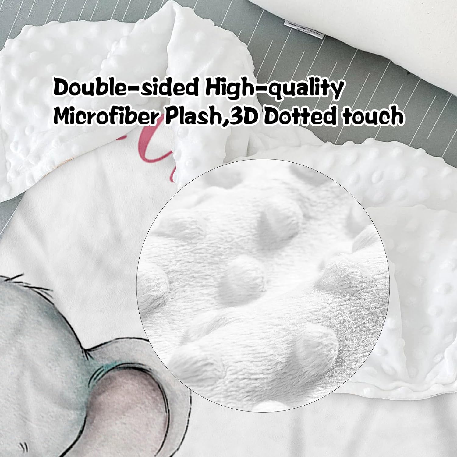 Personalized Crib Bedding Set for Baby - Double Layer Blanket & Crib Sheet, 3 Pcs Elephant Series Set for Newborns Infant, Custom Name Design, Baby Infant Nursery Bedding