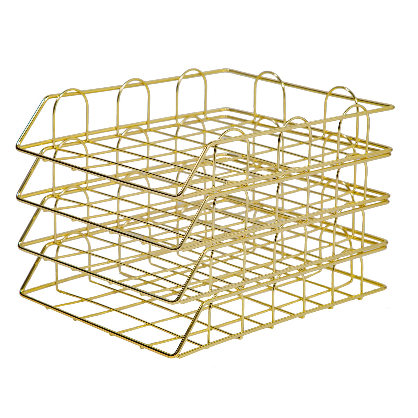 4 bandejas de metal apilables para documentos de escritorio, para uso en casa en el dormitorio, 30 x 24,5 x 5 cm