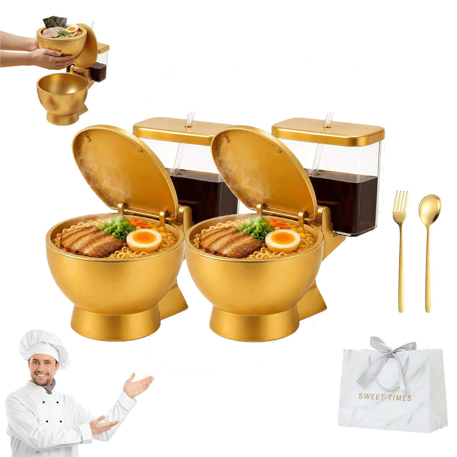 Toilette Ramens Schüssel Mit Deckel Und Getränkebehälter, Novelty Nudelbowl Mit Trinkhalm, Wiederverwendbare Instant Nudeln Schüssel, Lustiges Spaßgeschenk Für Erwachsene
