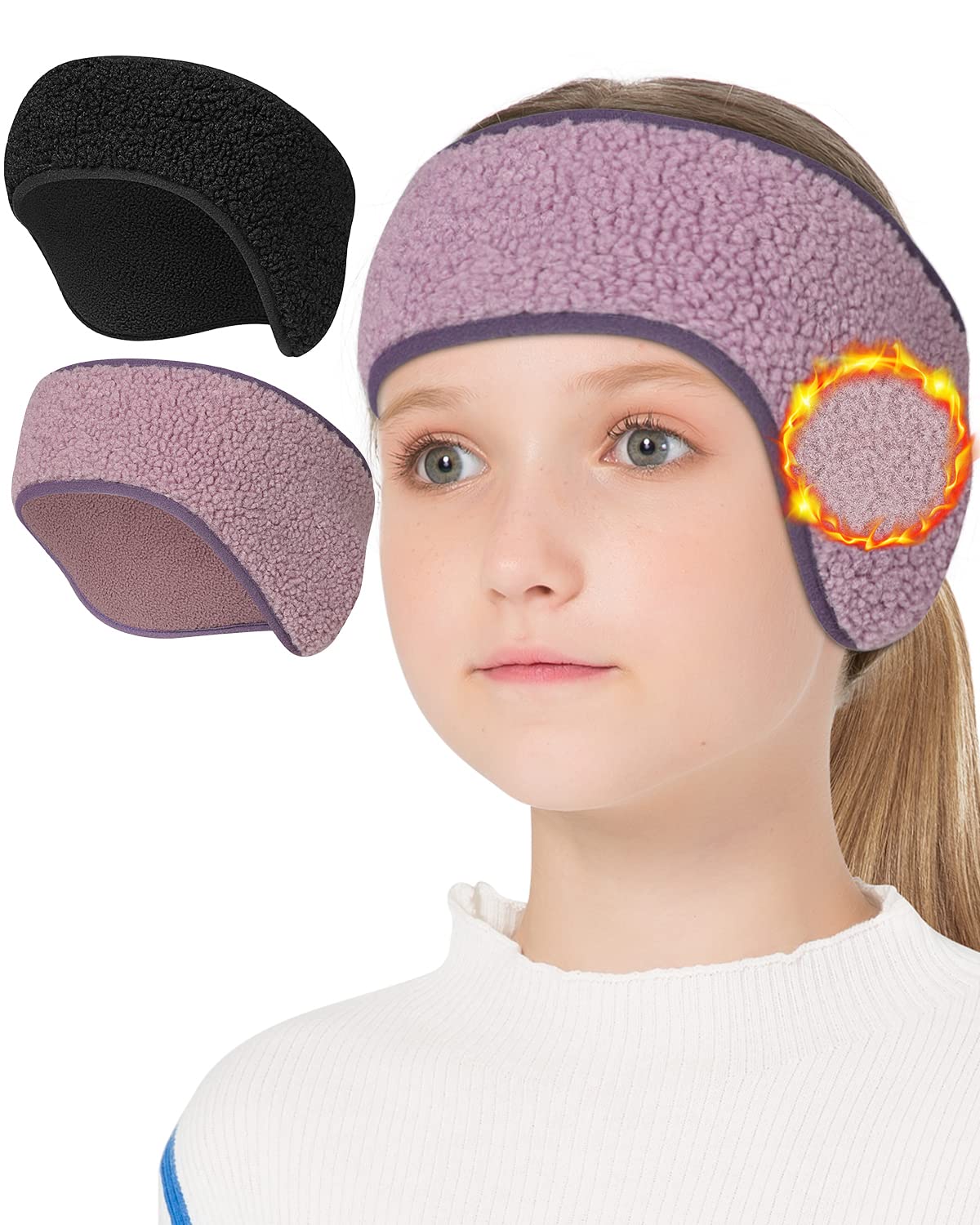 Ear Warmers for Kids - Thermal Ear Muffs Winter Headbands for Boys Girls in Cold Weather for Running Cycling Ski