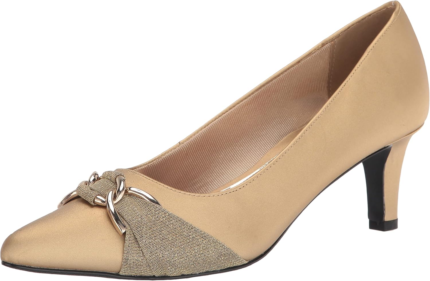 Easy Street Women's Electa Pump, Gold Satin, 6.5 X-Wide