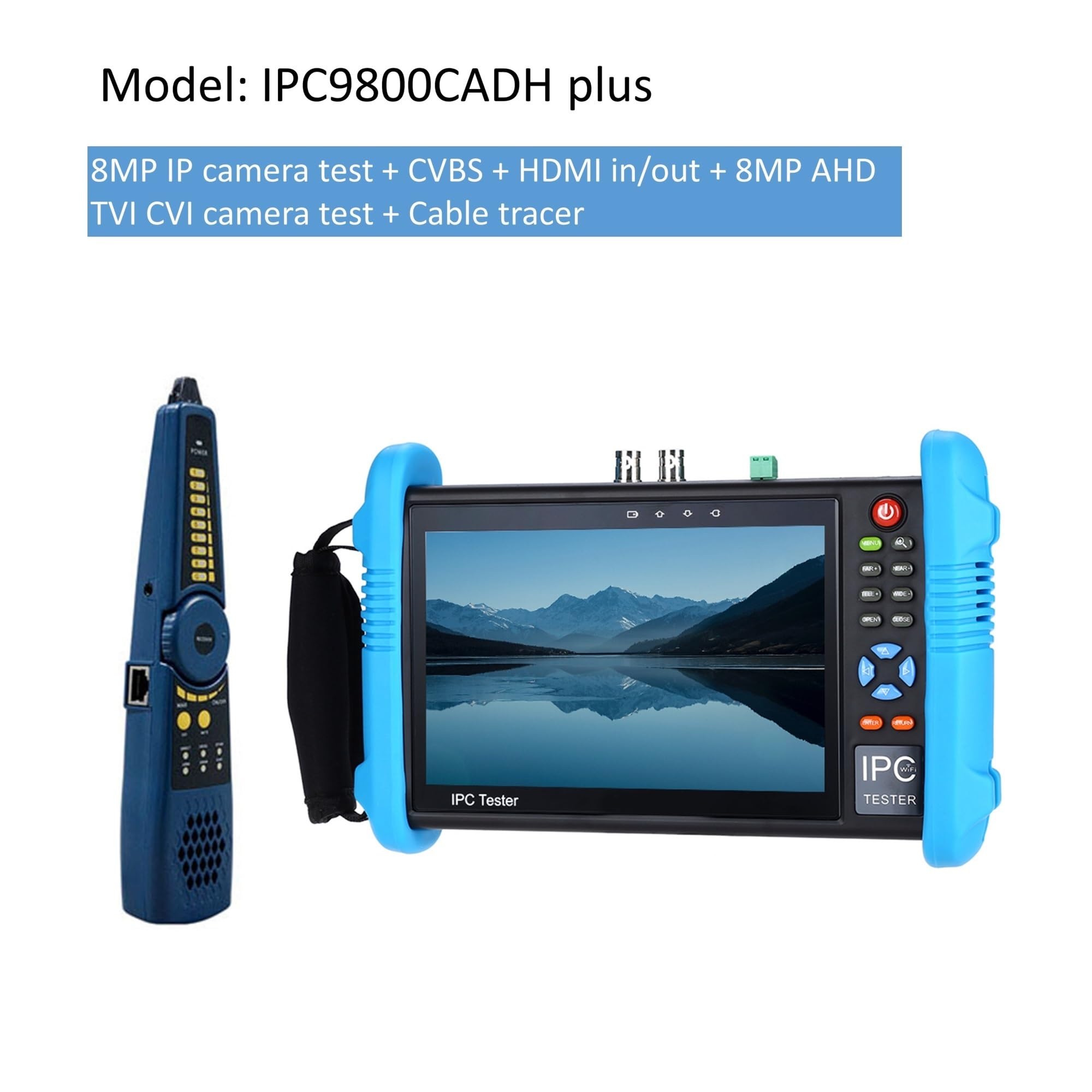 Tester CCTV, IPC9800 4K 8MP CVI TVI AHD SDI | Z Analogowy tester kamery IP Wielofunkcyjne profesjonalne narzędzie testowe Monitor testera do testowania kamer CCTV i IP.
