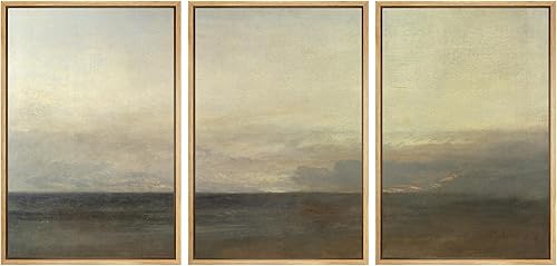 SIGNWIN Lienzo enmarcado para pared, juego de pintura con trazos de paisaje marino, patrones de ilustraciones modernas, bohemio, relajante,