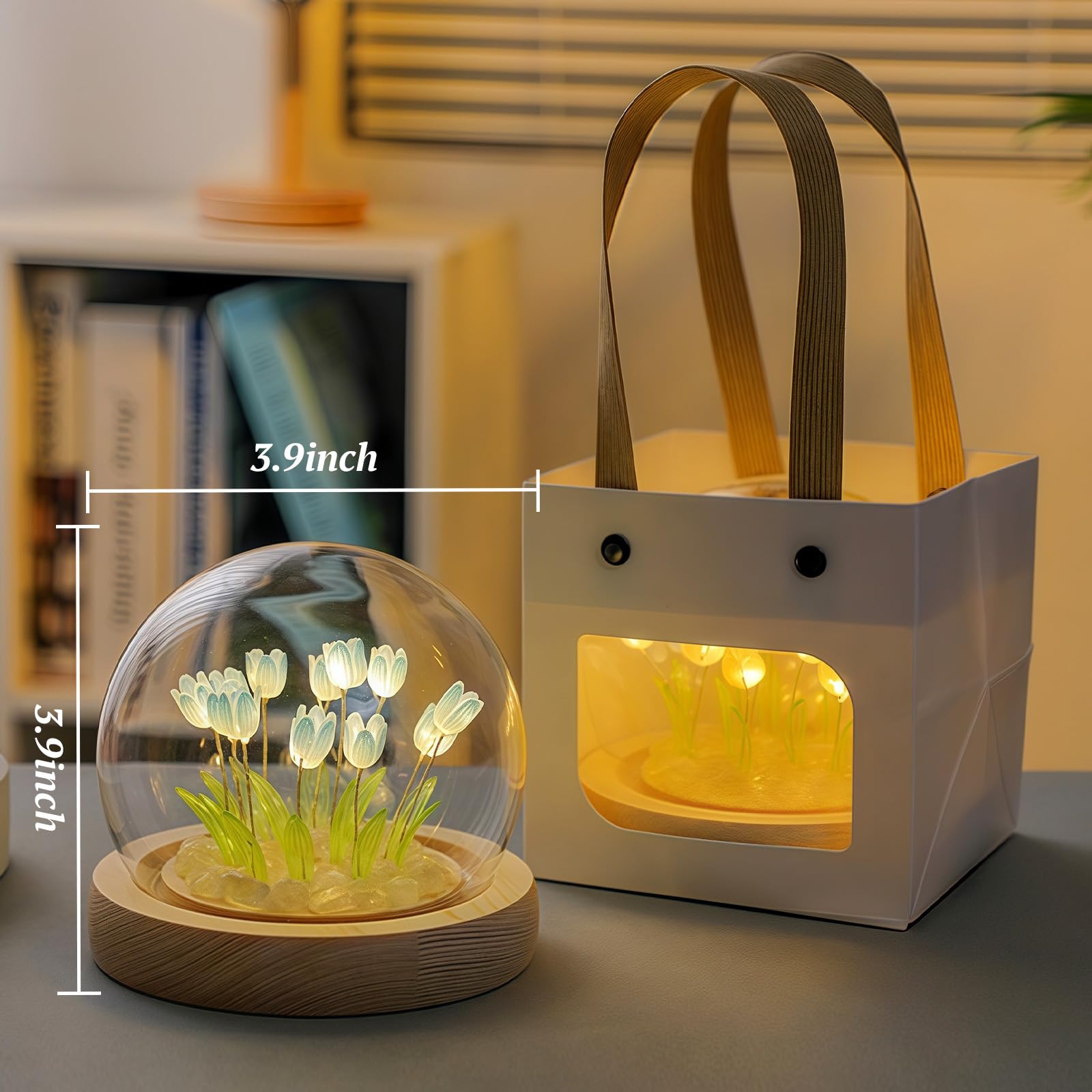 AWSOLAR Blue Tulip Lamp, Forever Tulip Lights, Flower Lamp, Light up Tulips Gift, Tulip, Blue, 10 cm cube - Image 2