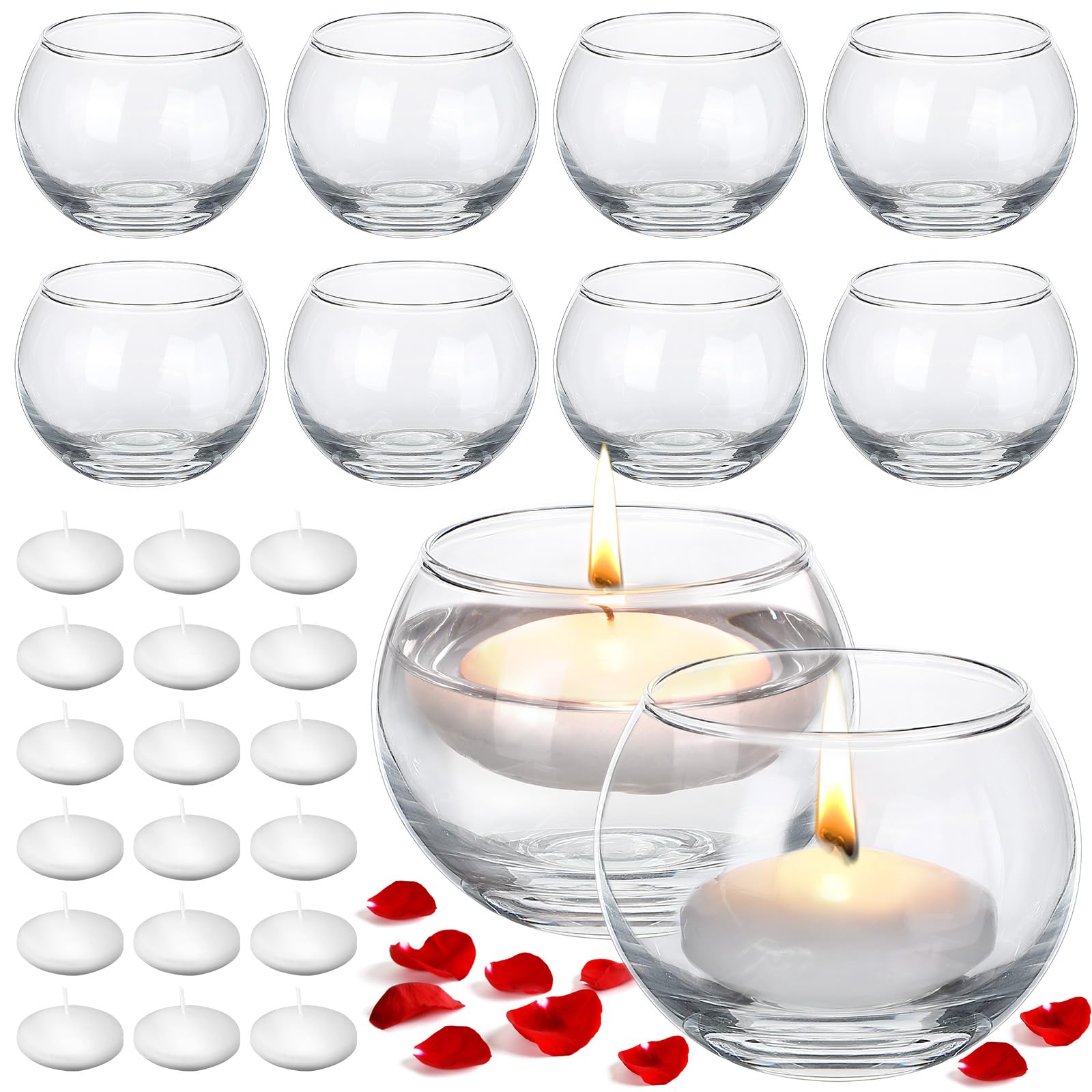 Yungyan Round Votive Candle Holders Sets 10 Pcs Glass Tealight Candle