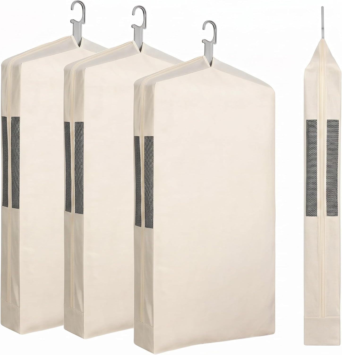 Aliceset 3 Pack Cotton Garment Storage Bag for Hanging Clothes 24 x 32 Inch Breathable Garment Cover Canvas Suit Bags for Closet Storage Short Dresses Suits Gowns