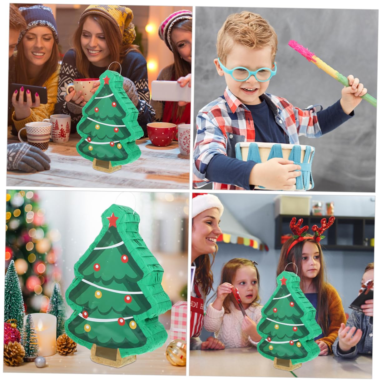 NOLITOY 1 Set Christmas Tree Christmas Tree Shaped Pinata with Paper Rod for Holiday Parties and Themed Events and Decorations for Adults