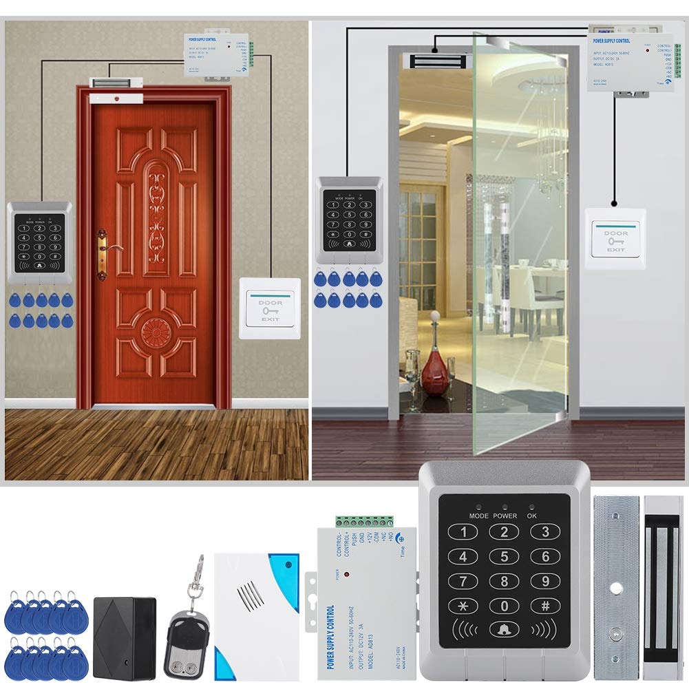 Sonew Tür Zugangskontrollsystem, Elektromagnetisches Türschloss Passwort Tür Haussicherungssystem Kit mit Zugriffstastatur / 180 kg Magnetverschluss/Dingdong Türklingel/Fernbedienung