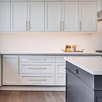 Vista 5 de Amerdeco - Paquete de 10 tiradores en bronce champán para armarios con orificio central de 5 pulgadas (128 mm), tiradores para armarios de cocina