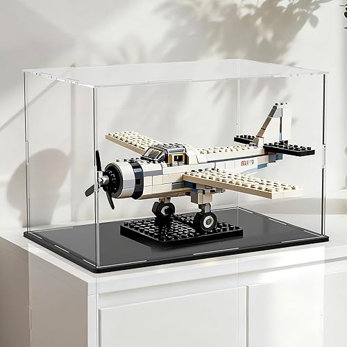 Miniatura 31 de vitrina acrílica, caja de acrílico transparente con base mate y tapa para exhibición, vitrina grande para figuras de acción, almacenamiento