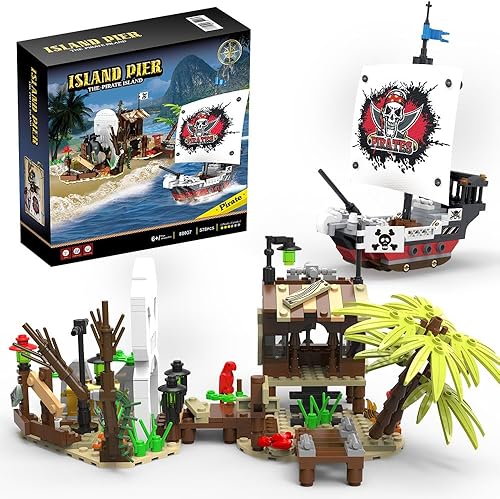 Miniatura 1 de Mesiondy Pirate Ship Adventure Ocean Building Block Set, MOC Building Block para niños de 6 años y más de 578 piezas