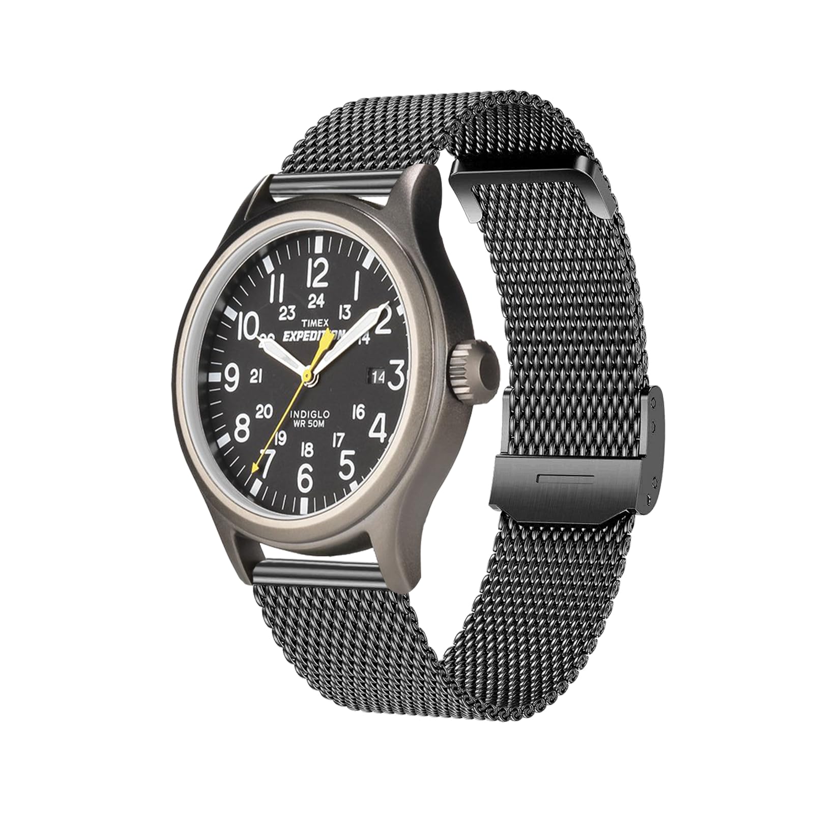 LeyuBand 20mm Stainless Steel Bands Timex Expedition Scout/Acadia/Digital CAT/Field/Rugged Core Analog Watches - Soft Replacement Strap for Men's 39mm,40mm,43mm Models