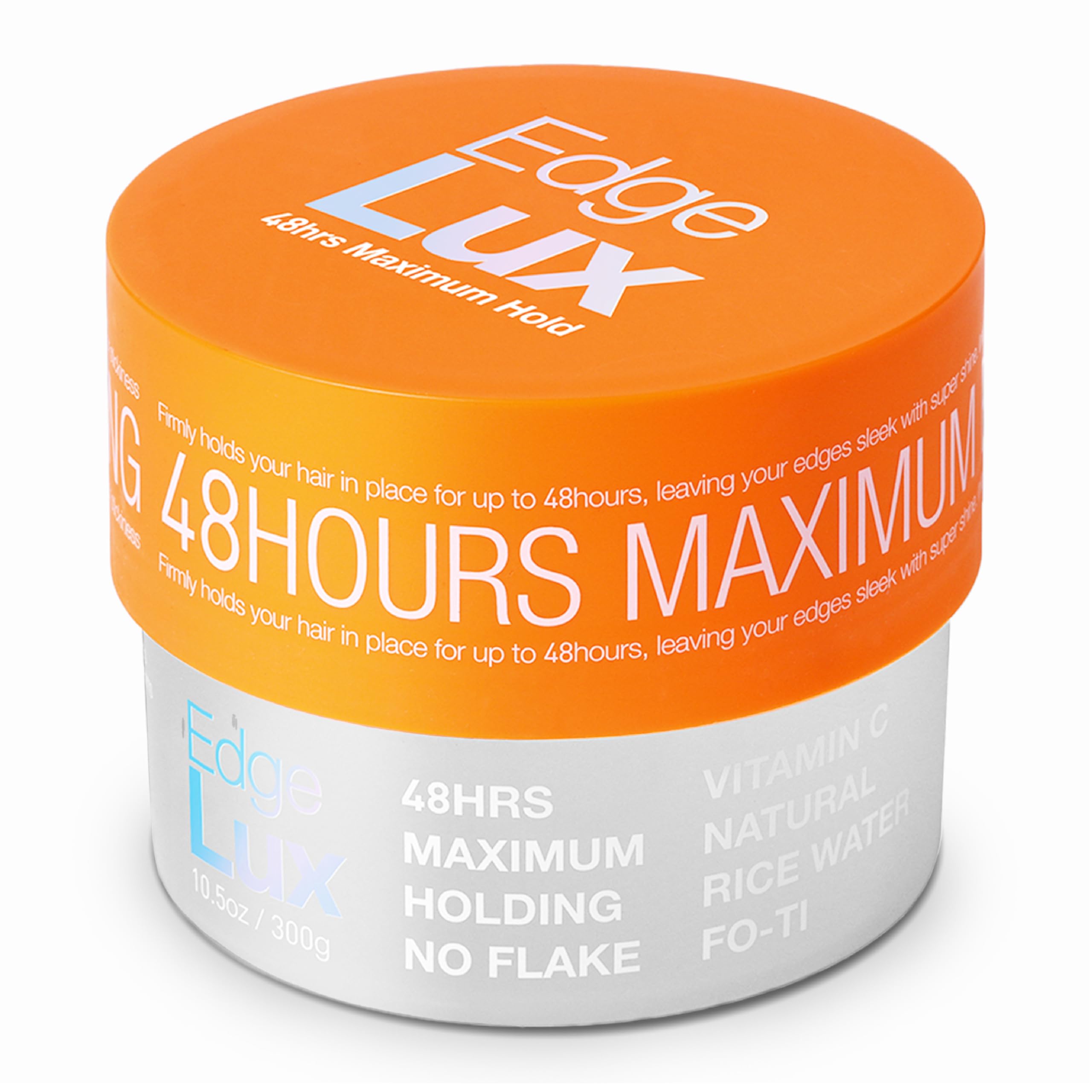 Edge Lux Edge Control Gel with Castor Oil, Keratin, Biotin, and Olive Oil - 48 Hour Maximum Hold, Non-Flaking, Non-Greasy, Scented, Conditioning