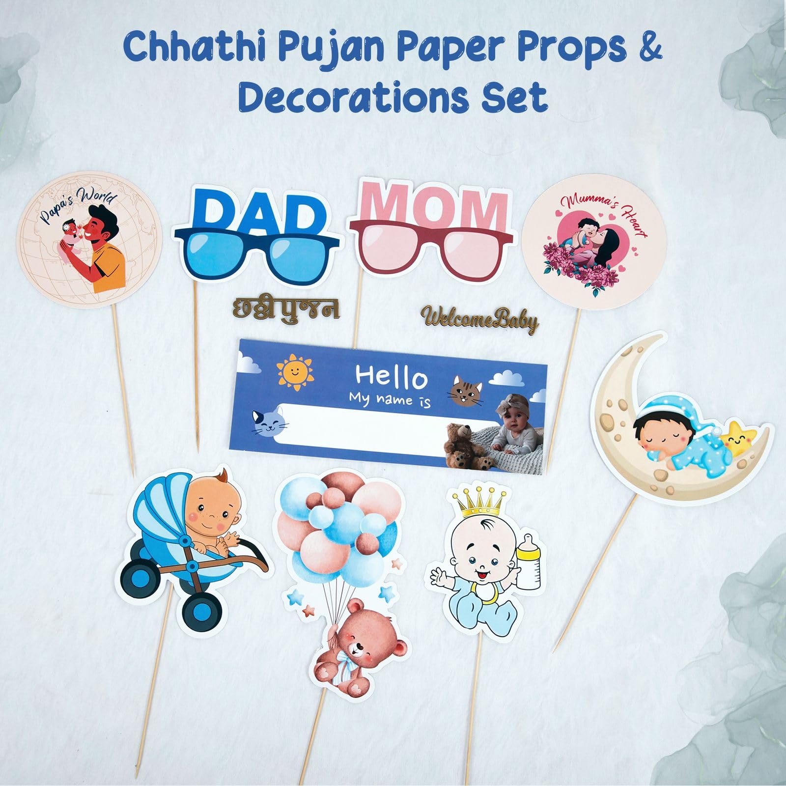 VIRTI MINI ME Chhathi Pujan Set - Includes 8 Vidhata Lekh, Blessing Cards, Baby Outfit, Decorations & Accessories | Indian Ceremony Kit, Perfect For Celebrate Your Baby's Chhathi With Love & Blessing 3