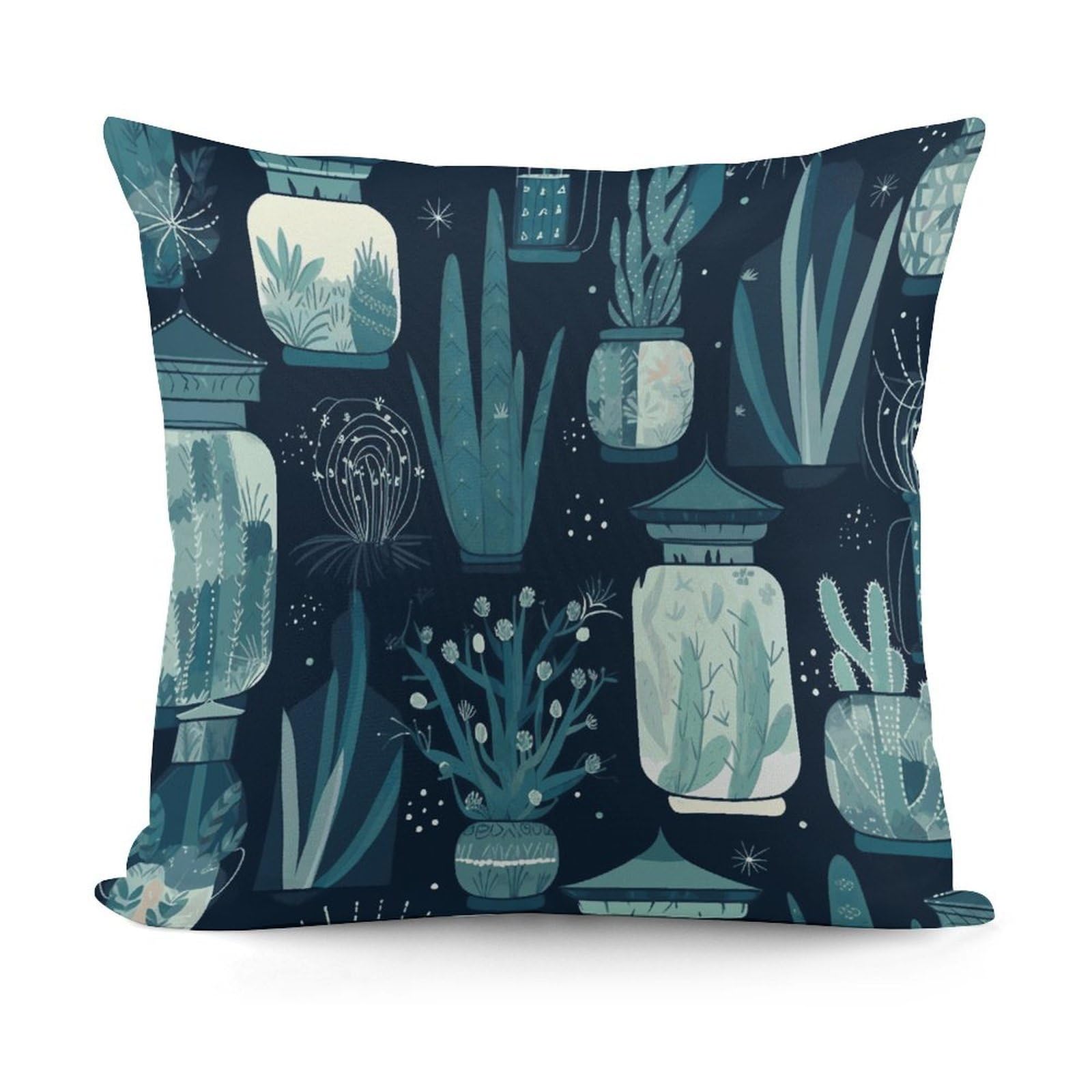 VstaDank Succulent Plants and Cactus Pillow Covers Soft Plush Decorative Square Pillow Cover Modern Breathable Pillowcases Pillowcase with Invisible Zipper 18x18 Inches for Sofa Living Room