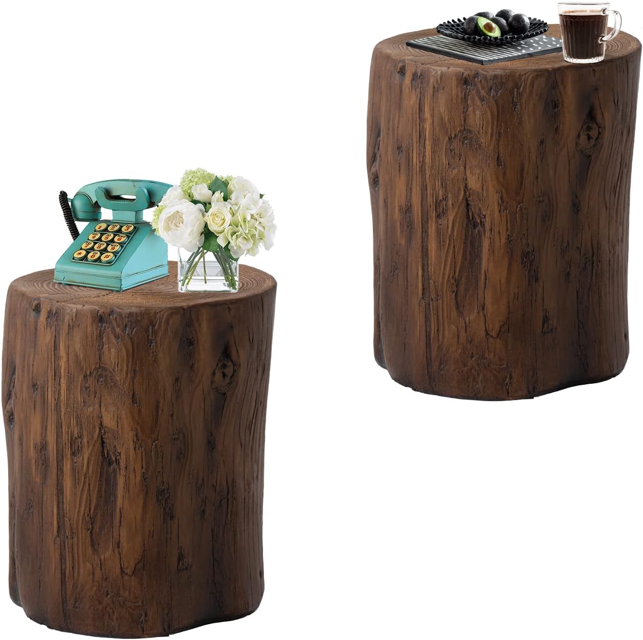 HOMPUS Concrete Outdoor Side TableSet of 2, 2 Piece Tree