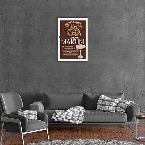 Miniatura 6 de Lienzo de cóctel vintage de Martini para pared, divertido póster de teléfono con estampado de leopardo femenino, retro, fresco, feminista, alcohol,