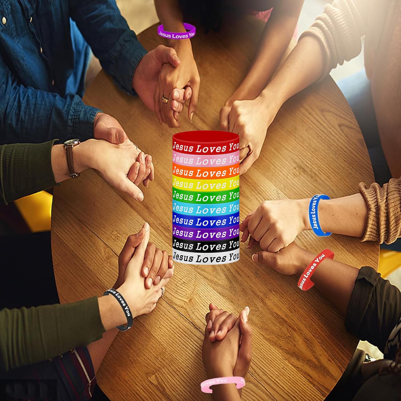 110 Stück Silikon-Armband mit Aufschrift "Jesus Loves You" – bunte christliche Armbänder für religiöse Partygeschenke, Gummi-Jesus-Armband & Bibelvers Schrift Armbänder in großen christlichen