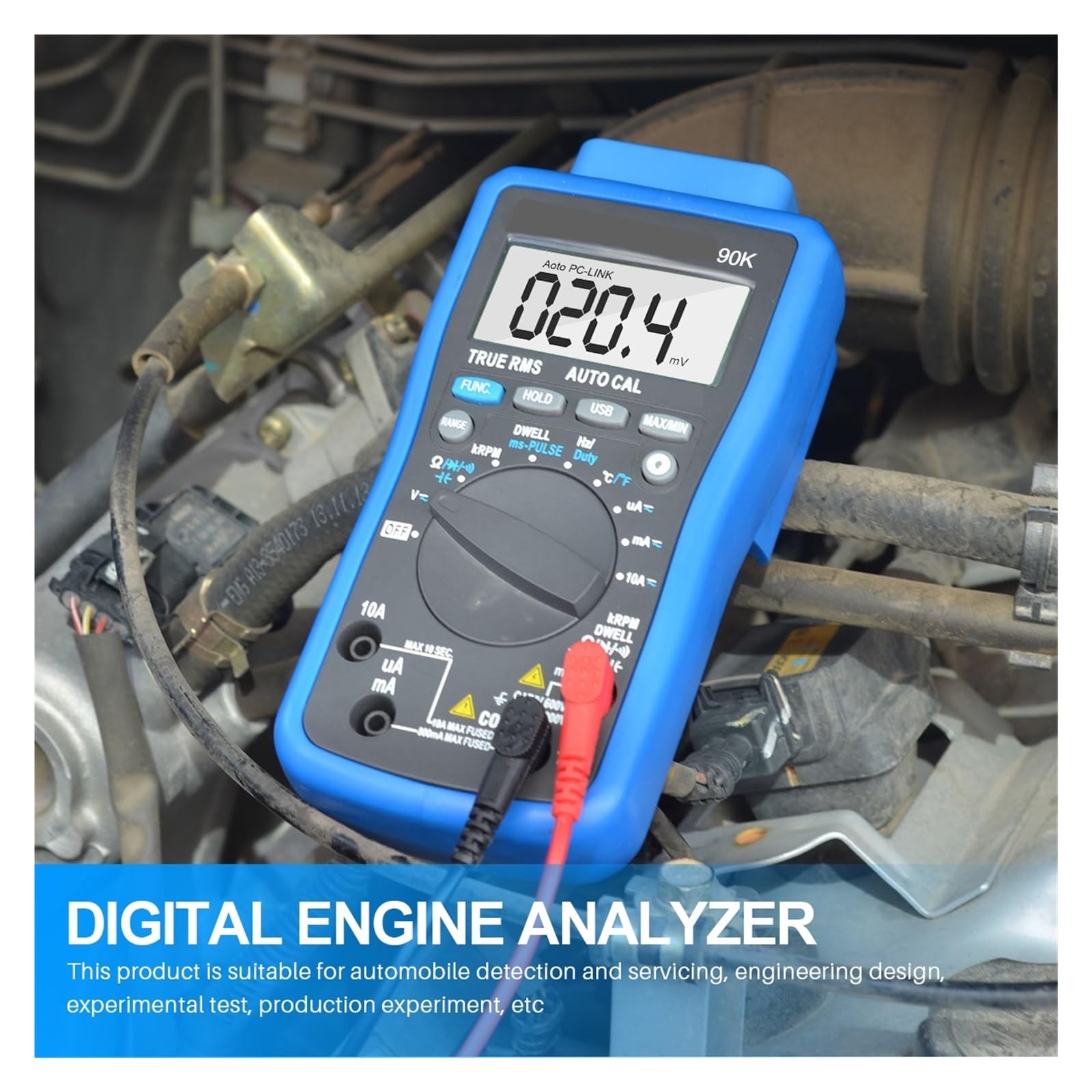 HP-90K Analizator Silnika Tester Auto Range Narzędzie Diagnostyczne Do Samochodów Z Wyjściem Danych Przez Multimetr Samochodowy USB Multimetro Szybko Dokładnie Łatwy Odczyt