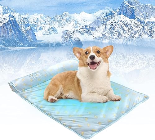 Miniatura 1 de ROWPOZ Cama refrescante para gatos y perros, tapete refrescante para mascotas con almohada, portátil y lavable, manta refrescante para mascotas,