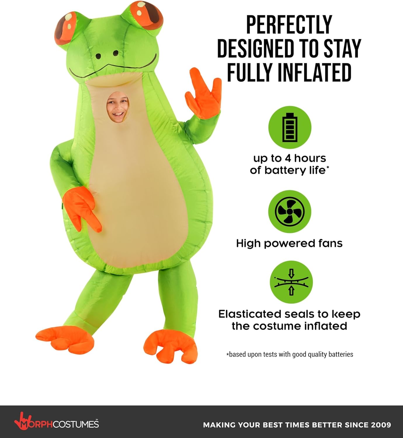 Morph Frog Costume Kids, Frog Inflatable Costume, Inflatable Green Frog Outfit, Blow Up Kermit Costume for Children