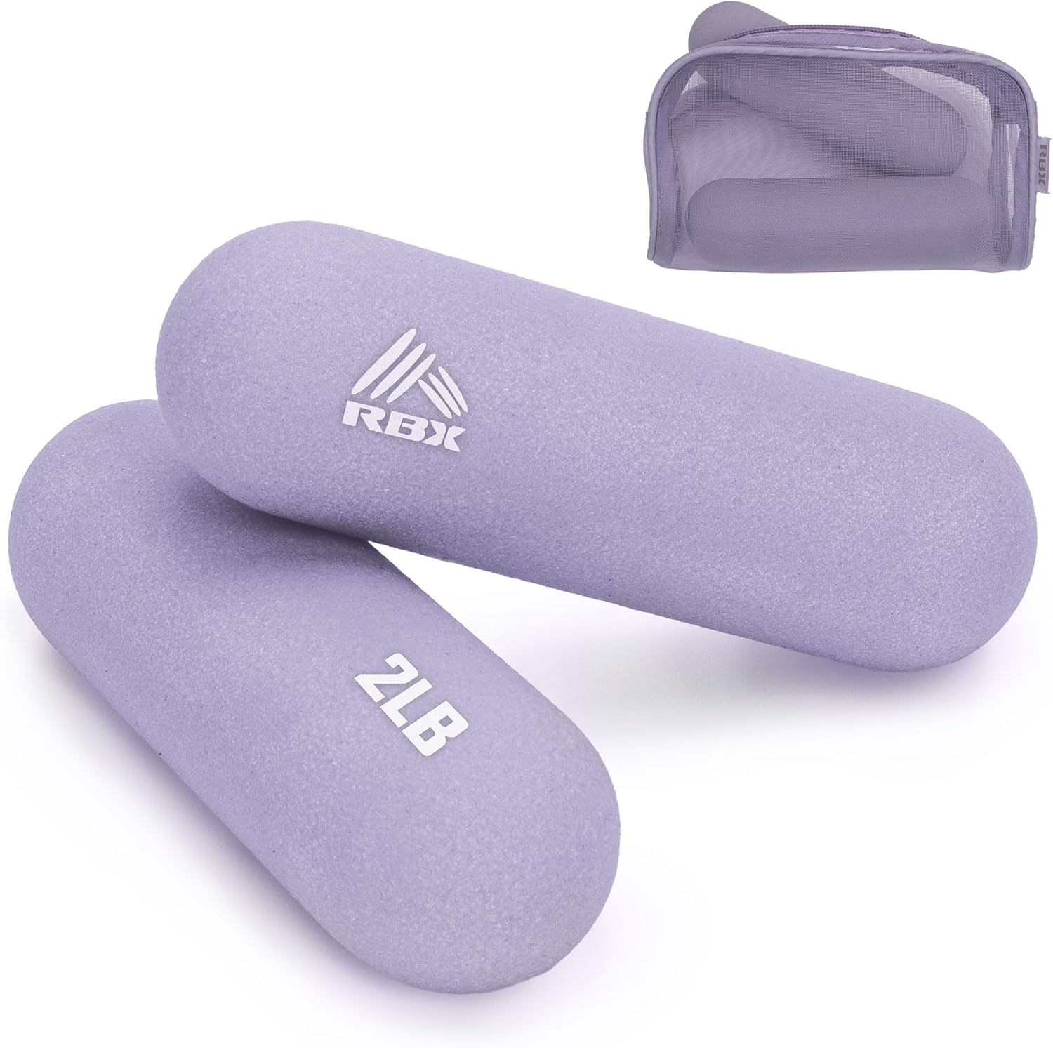 RBX 4LB Pair Neoprene Hand Weight Bars, Ergonomic Pill Shape Weights, Non-Slip Grip, Balanced Design for Controlled Workouts, Includes Mesh Storage Bag, Home Exercise Equipment