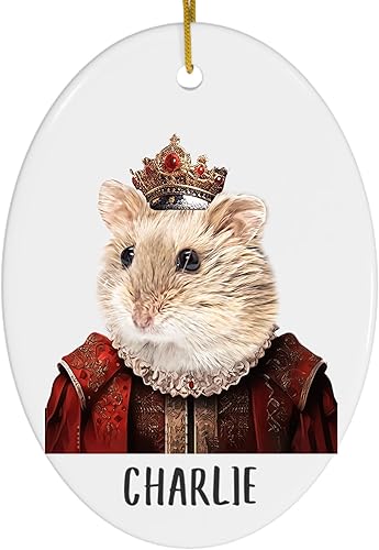 Miniatura 1 de Renaissance Campbell's - Adornos de Navidad con nombre personalizado de hámster enano 2023, ovalado, de cerámica, color blanco, regalos para dueños