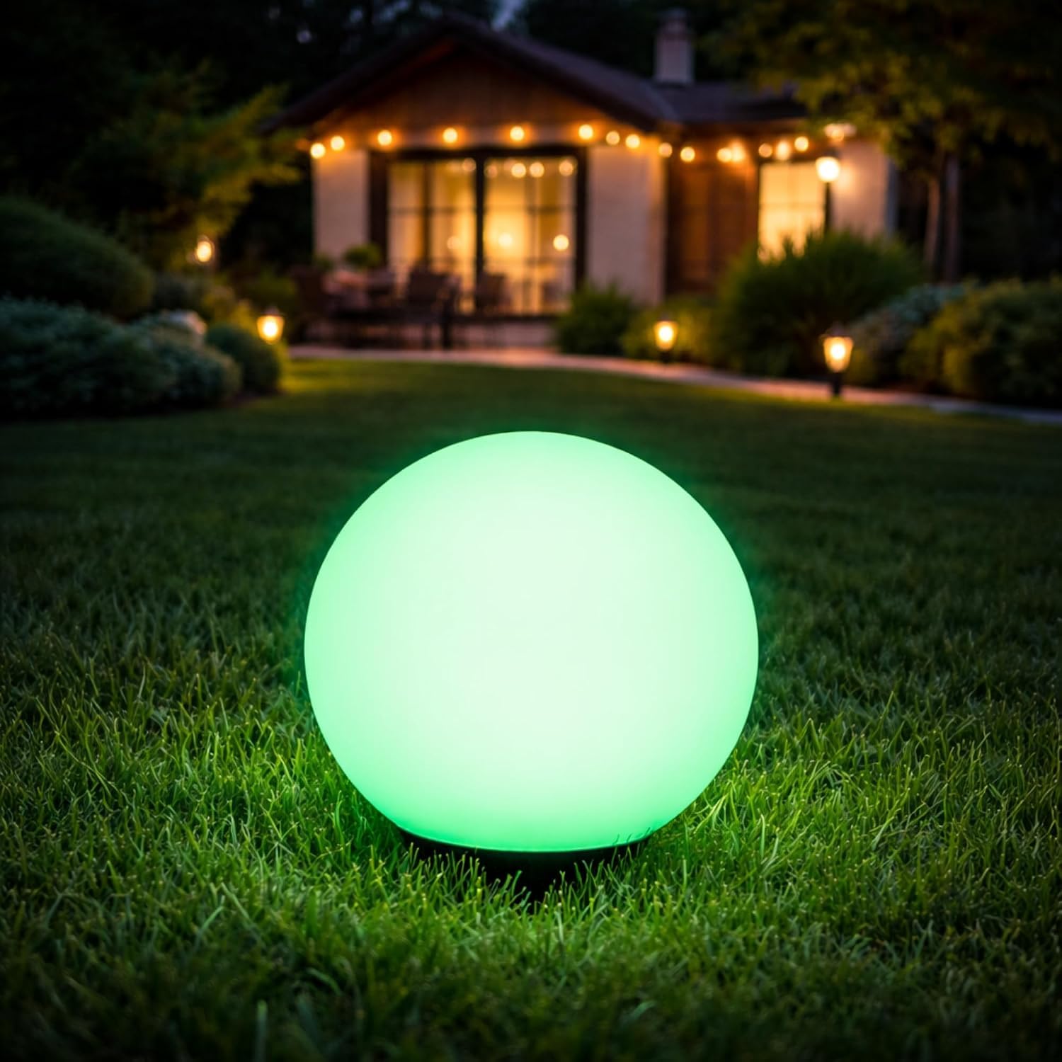Jandei - Lámpara, Esfera LED RGB Solar, IP67, Recargable, con control remoto. Incluye mando y estaca. Perfecta para jardín, eventos, casas. (Diámetro: 30 cm)