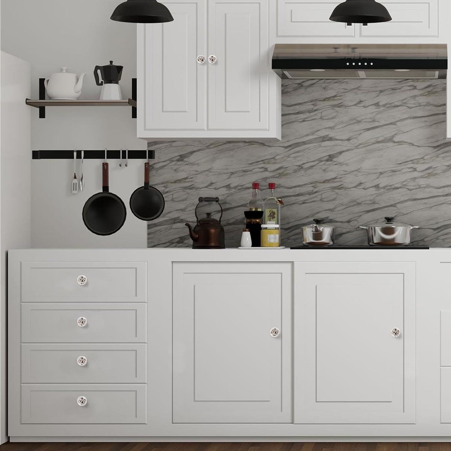 Black Base Helloween Decorations Pattern Cabinet Knobs, Modern Decorative Drawer Knobs for Furniture Hardware, Easy Install for Kitchen Cabinet