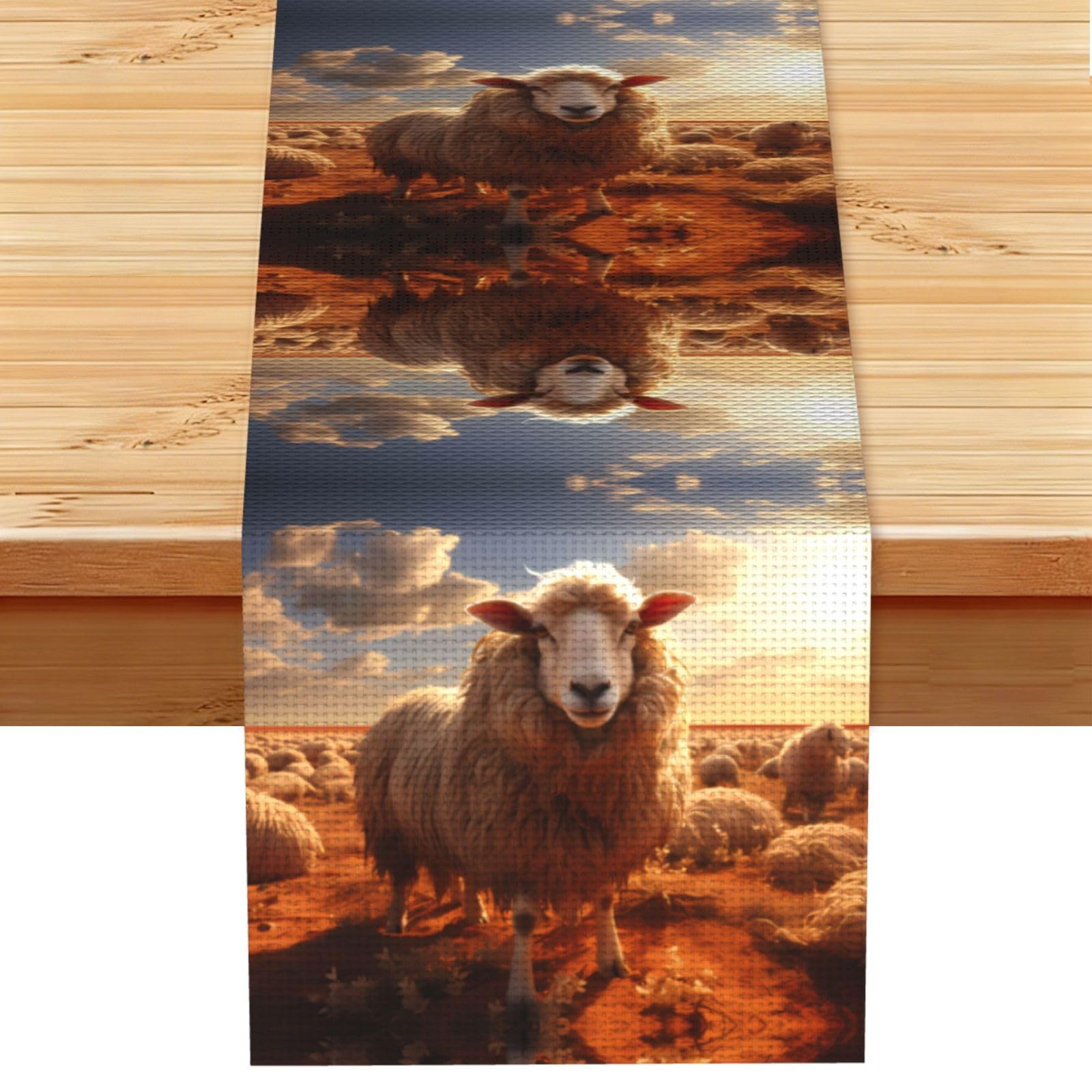 Australian sheep Linen Feel Table Runner Wedding Party Home Decoration