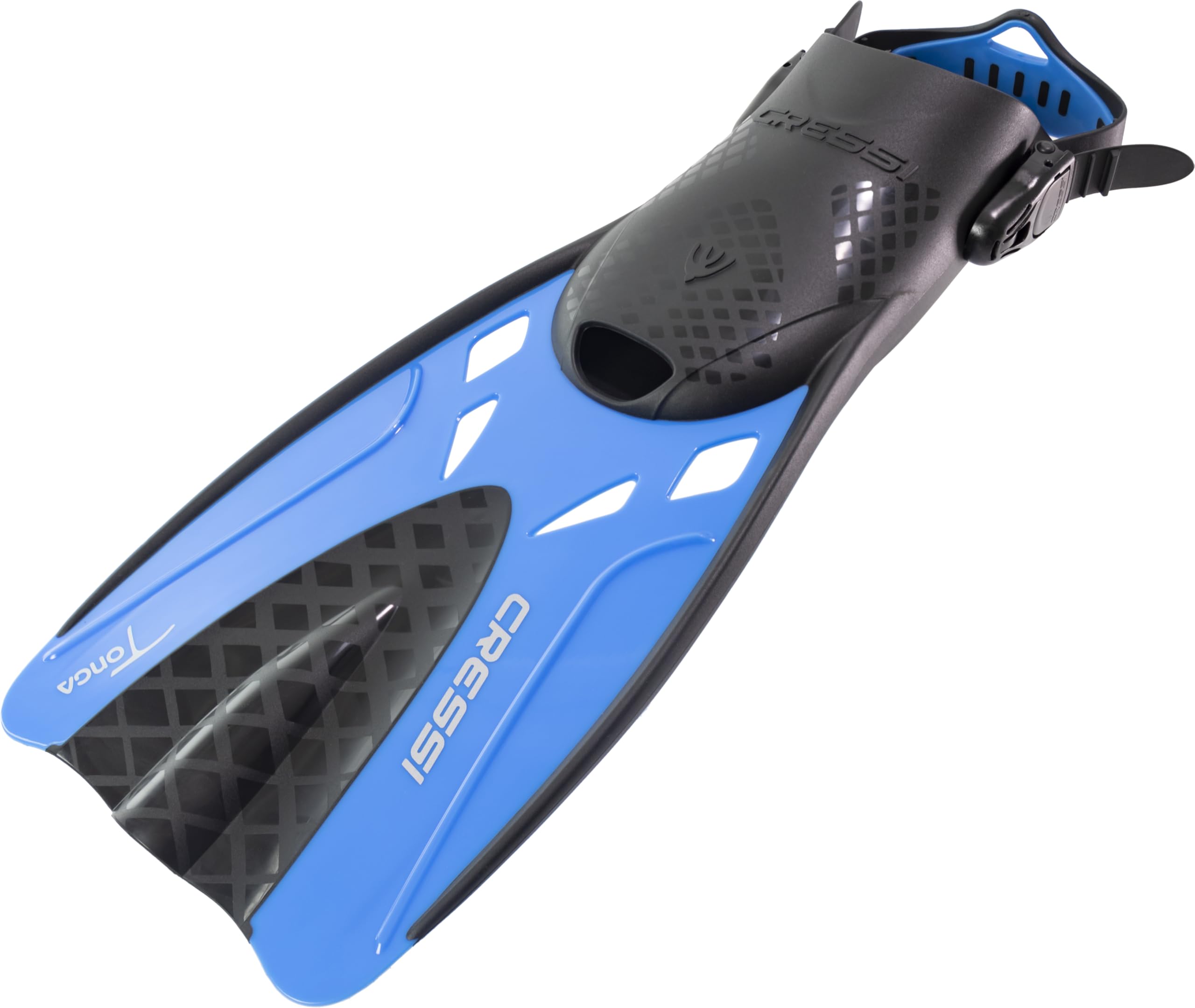 CRESSI Tonga Fins/Set - Pinne leggere Corte Regolabili Scarpetta Aperta o Set Pinne + Maschera Integrale Ampia Visione Baron, Adulti