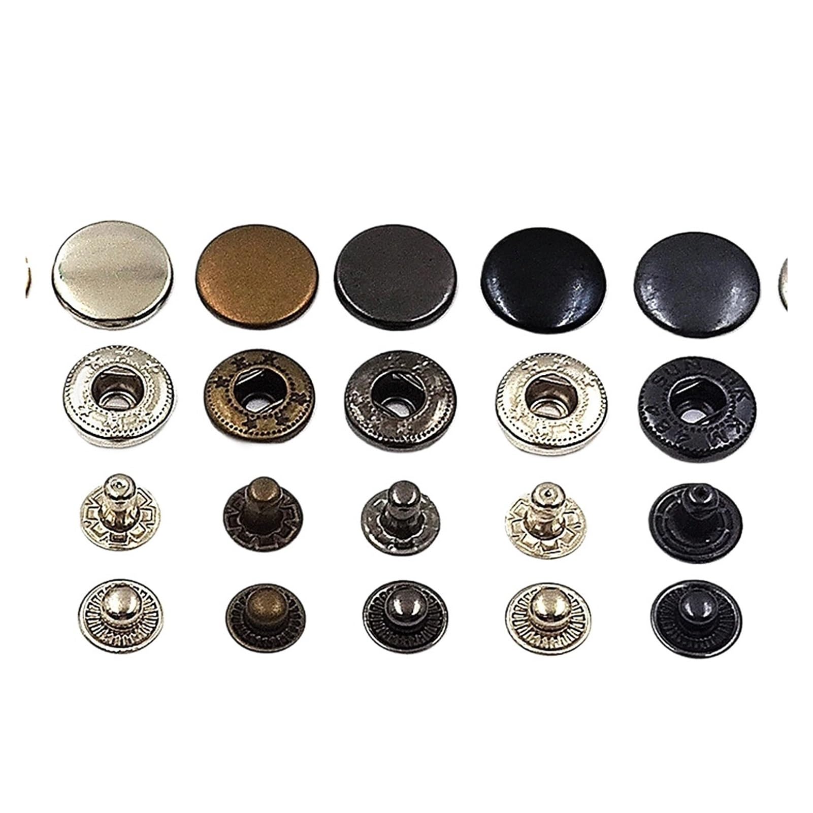 Juego de 50 Cierres a presión, broches de Metal, botón de presión, Tachuelas, Herramientas de instalación Opcionales for Ropa, Bolsas, Zapatos, artesanía de Cuero(Black Tool Set B,20mm(831))