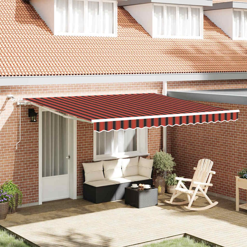 Festnight Store banne Motorisé 4X 3,5m Store banne Aluminium avec LED Intégré Auvent de Terrasse Rétractable aux UV/Vent/Eau pour Patio Balcon-Orange et marron-400 × 350 cm