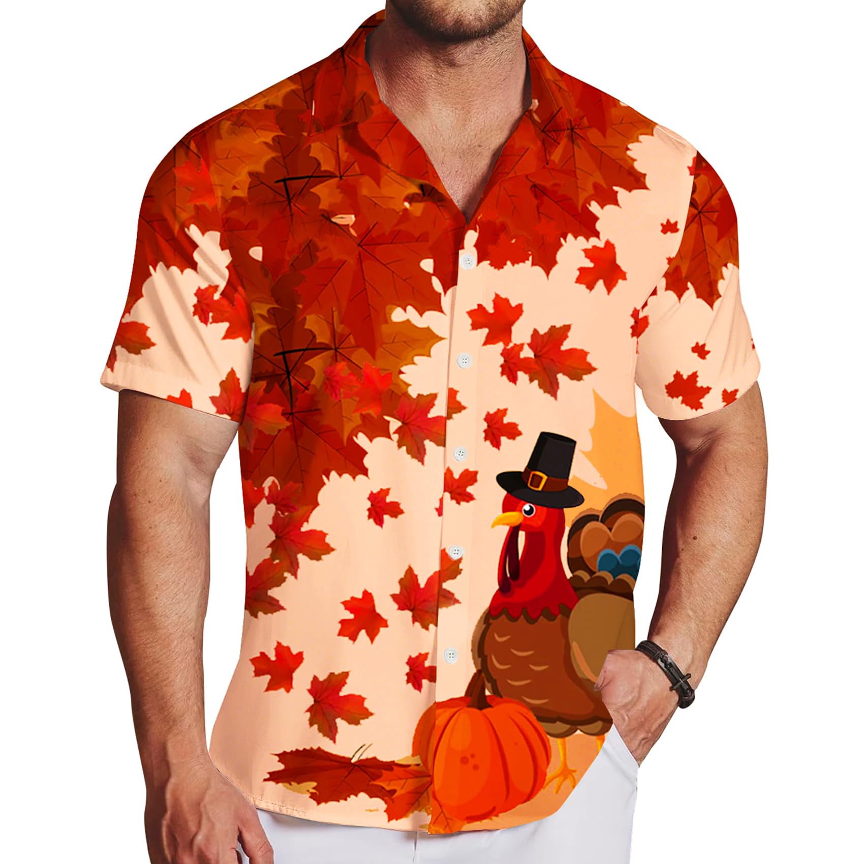 AOBUTE Mens Thanksgiving Button Tops