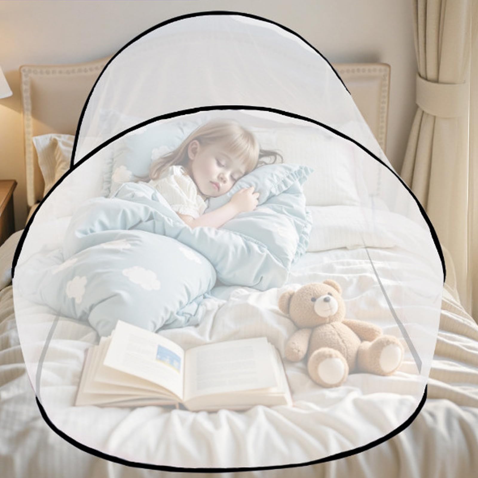 Moustiquaire de Voyage Pop-up, Moustiquaire de Lit Pliable,Ultra Légère Tente de Camping Portable Mosquito Net Familial Convient pour Camping Chambre à Coucher, ExtéRieur (200 x 80 x 56 cm)