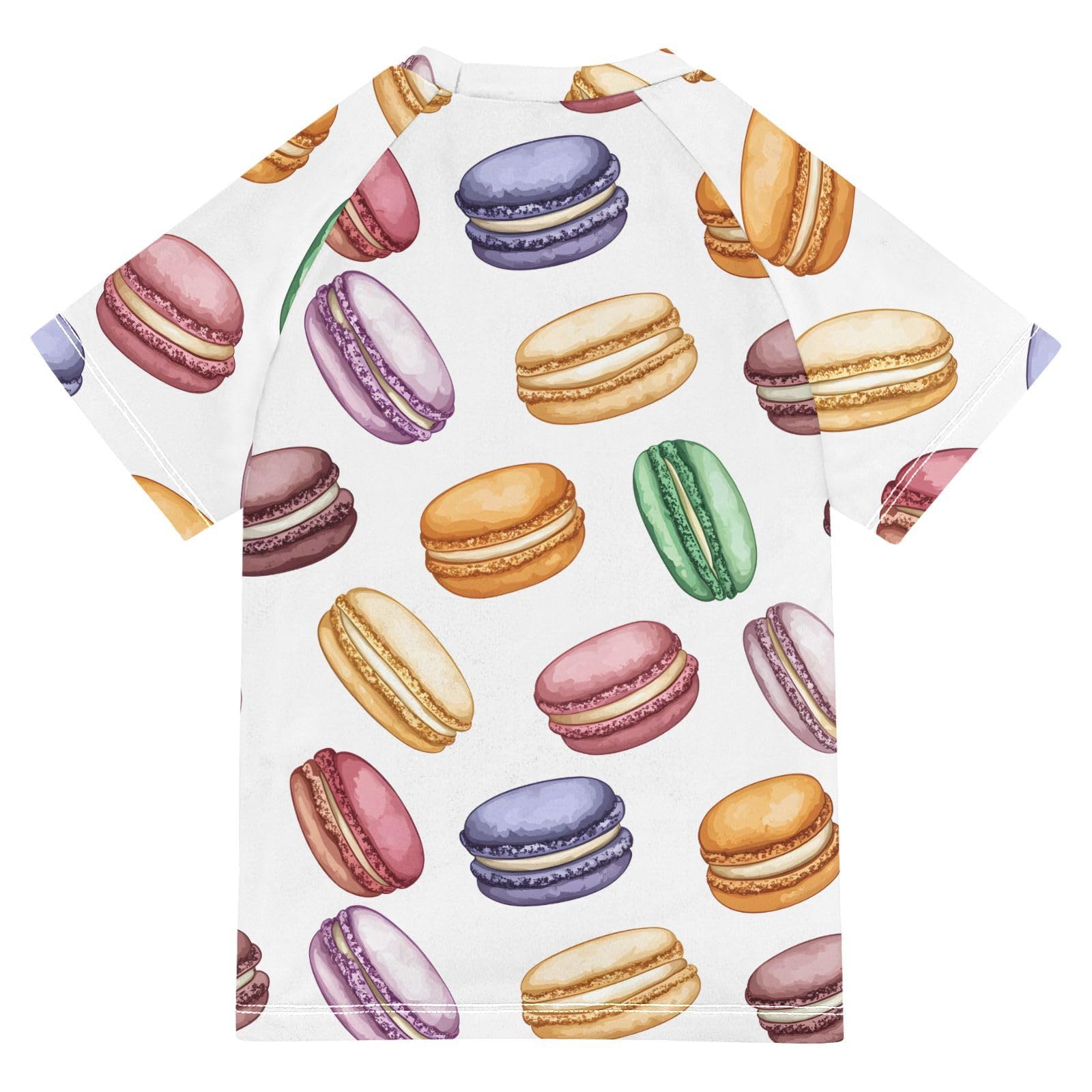 ALAZA Boys Swim Shirt Short Sleeve Rash Guard for Boys Girls UPF 50+ Macaron 9-10T