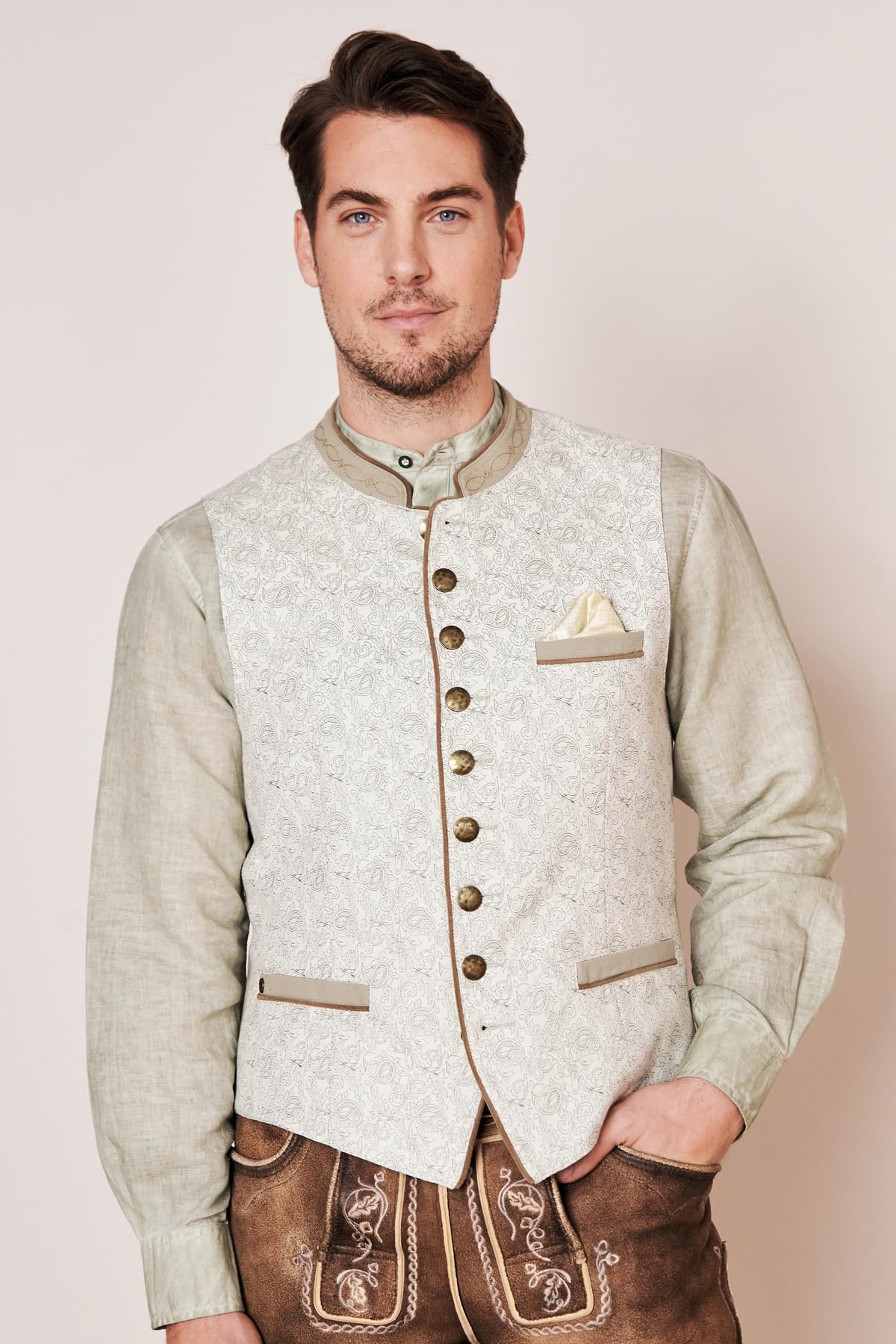 Krüger Herren Trachten Weste kurz, Modell: Ivan, kurzarm, Tracht, Volksfest