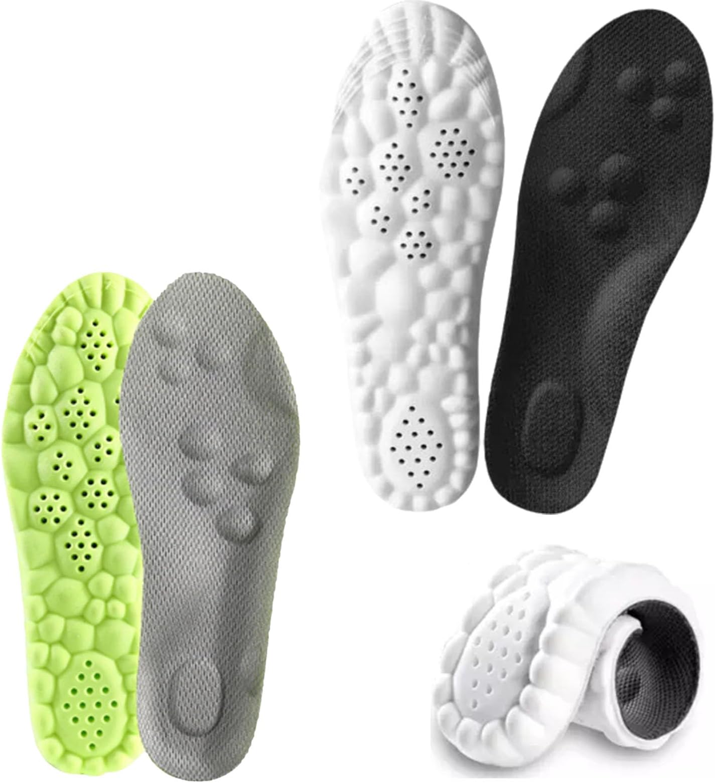 Generic Cloudsole Insoles for Men, 4d Cloud Technology Insole, Memory Foam Orthopedic Insoles for Shoes (Black+Gray green, 11-12.5 Men/13-14.5 Women)
