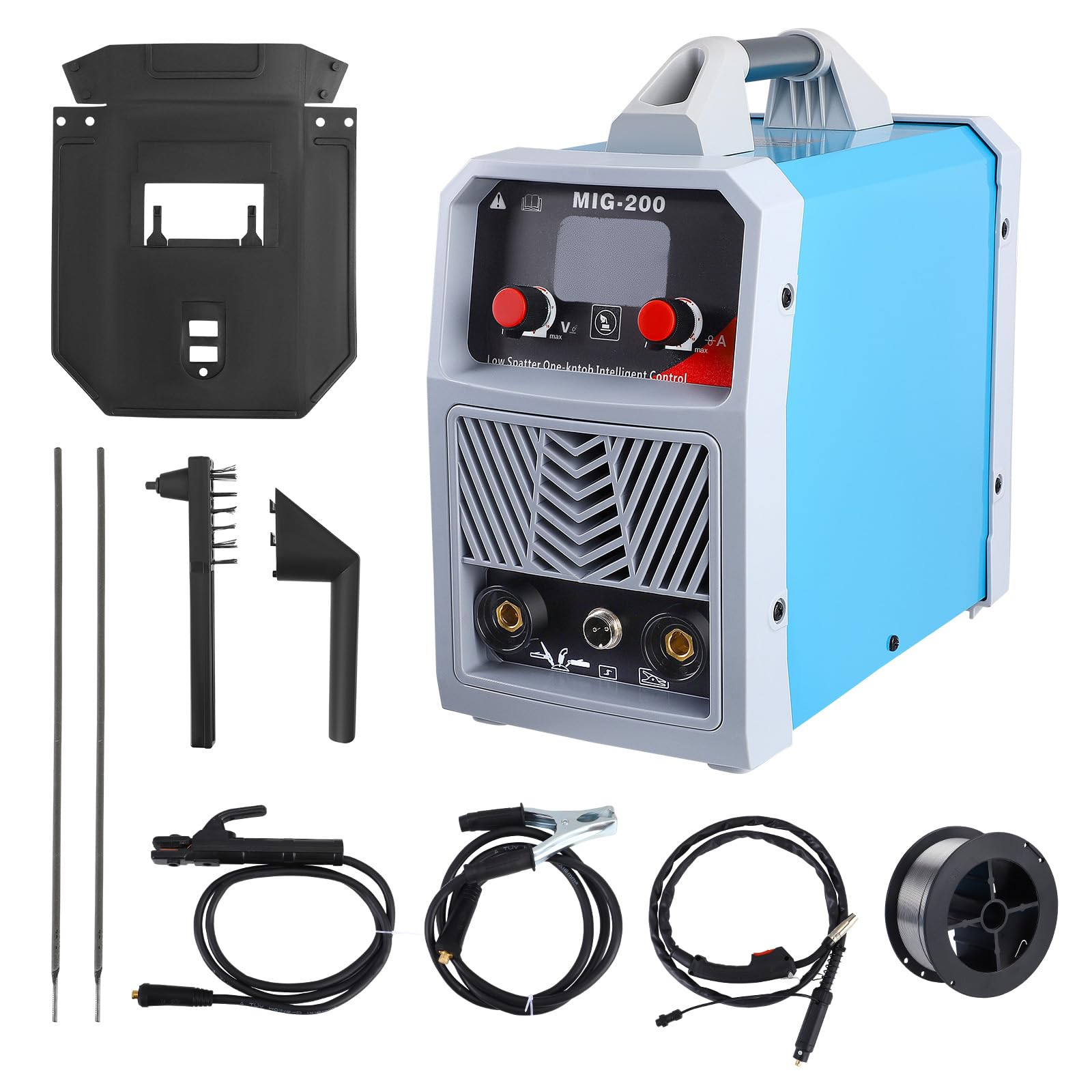 Saldatrice inverter ARC/MIG/TIG, saldatrice digitale 3 in 1, Saldatrice portatile, pistola per saldatura,pinza di messa a terra, maschera, spazzola, bacchette e filo per saldatura