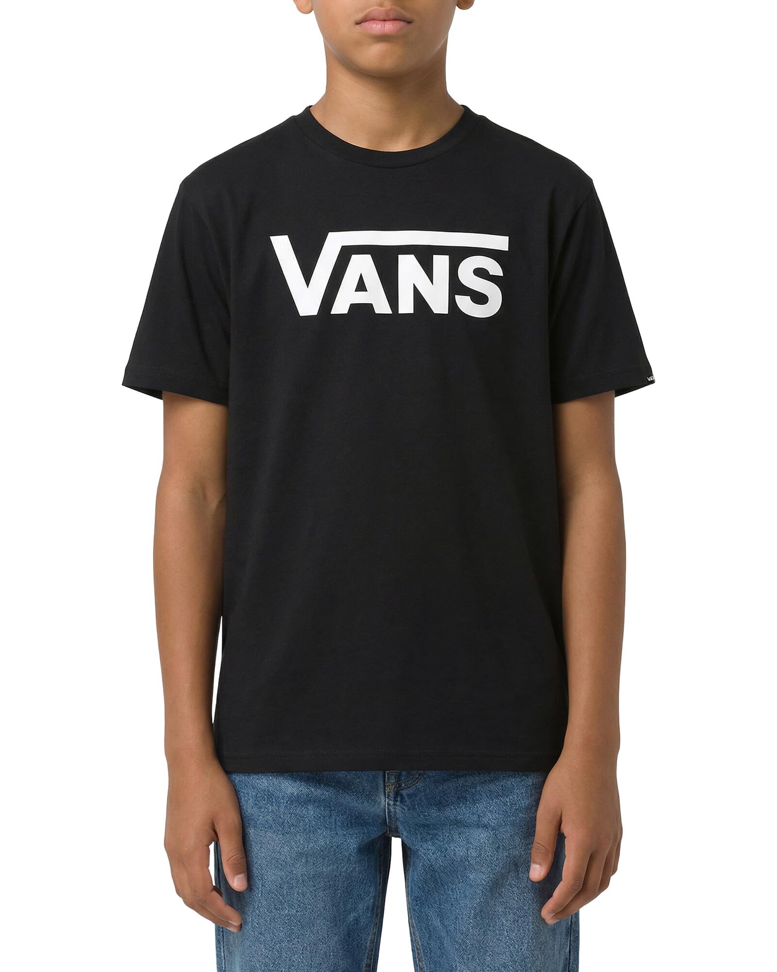 Vans Classic Drop V SS Crew Tee-B, Black and White, 8 Years