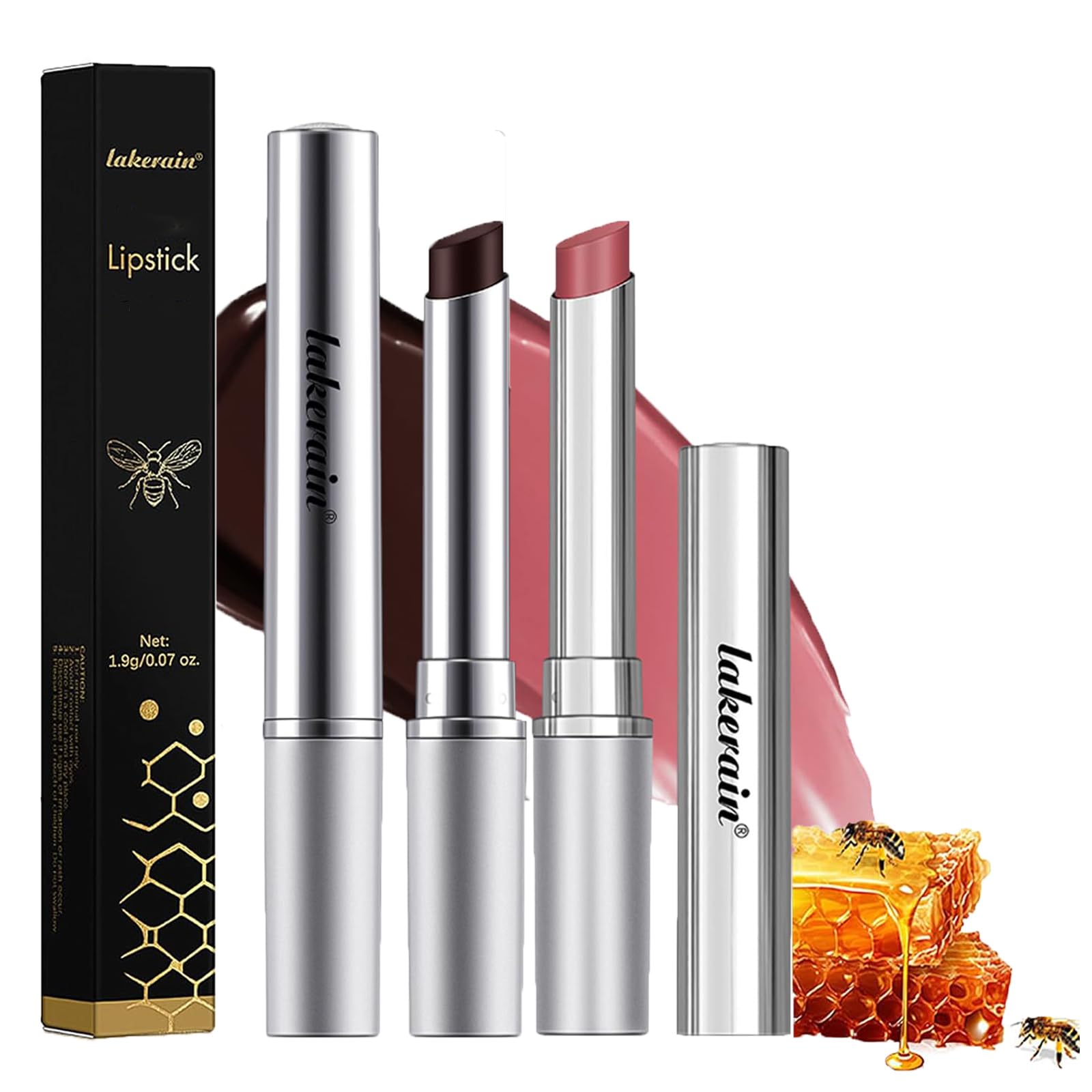 2PCS Almost Lipstick Tinted Lip Balm, Black & Pink Honey Glossy Finish