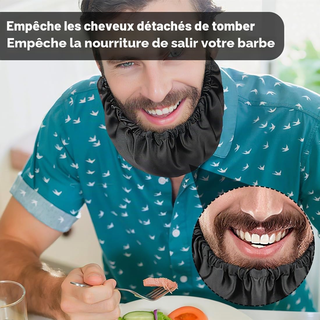 GXGM 5 Pièces protections de barbe pour homme, cache barbe, protection des poils du visage, masque en respirante, anti-poussière, convient pour un usage au restaurant, protection en