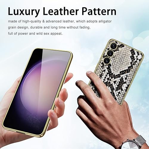 Miniatura 4 de Miimall Funda de cuero compatible con Samsung Galaxy S23 Plus, S23 Plus, cubierta galvanizada + funda protectora de cuero de lujo resistente para