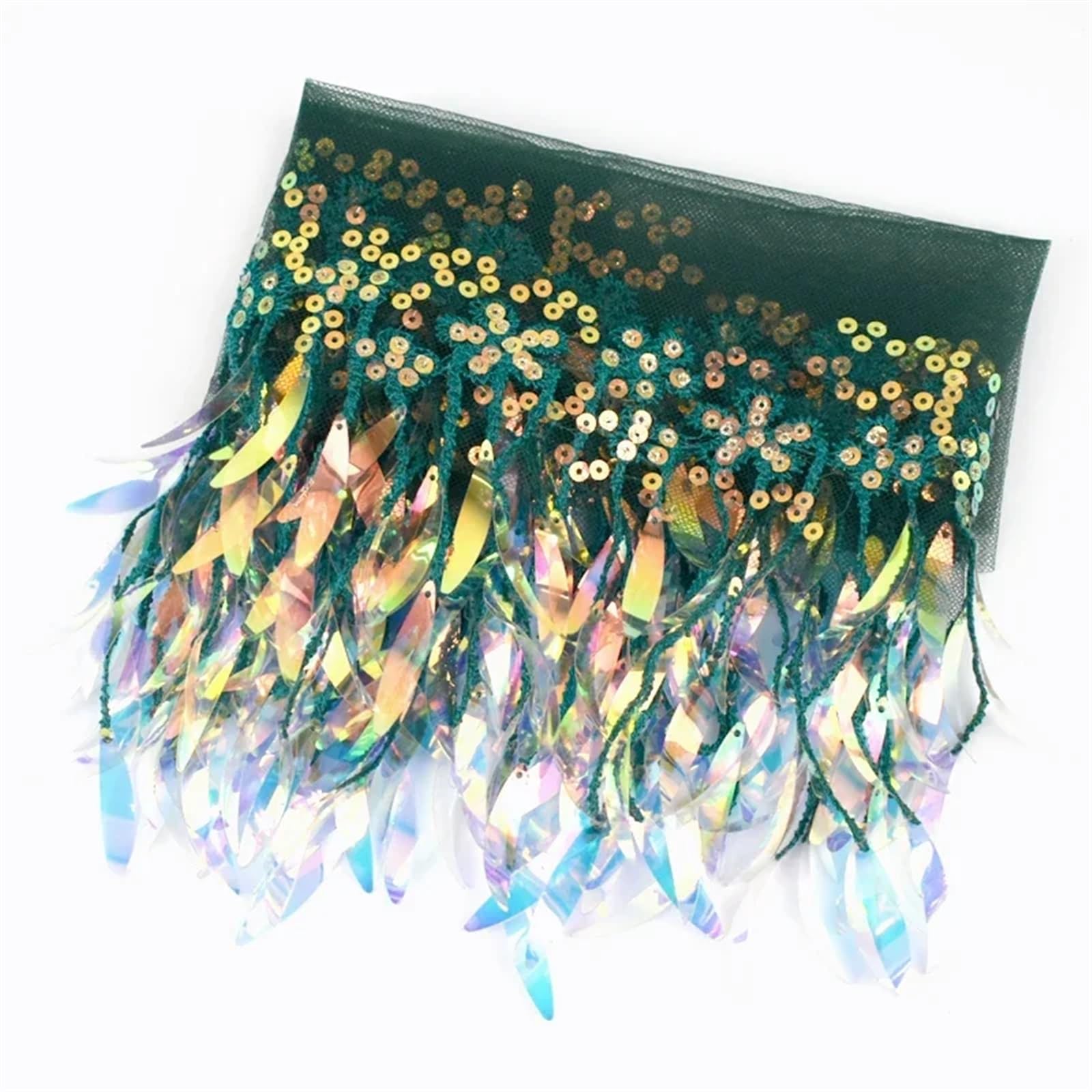 Fransenborte 1/2/4 Yards Pailletten Quasten Fransen Mesh Spitzenbesatz Kleid Kleidung Band Dekor Nähen Stoff DIY Handwerk Zubehör