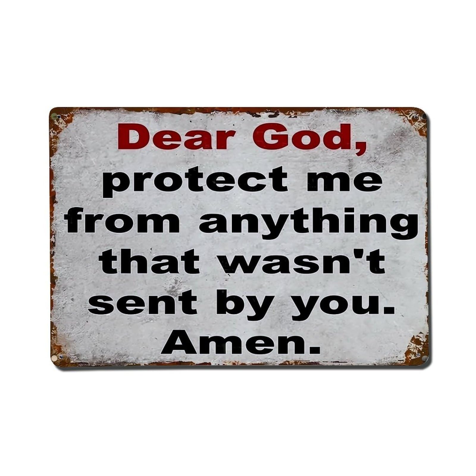 Jdfenggu Vintage Dear God Protect Me Amen Retro Metal Tin Sign, Metal Poster For Bar, Home, Man Cave, Kitchen, Laundry Room Art Decor 8X12 Inch