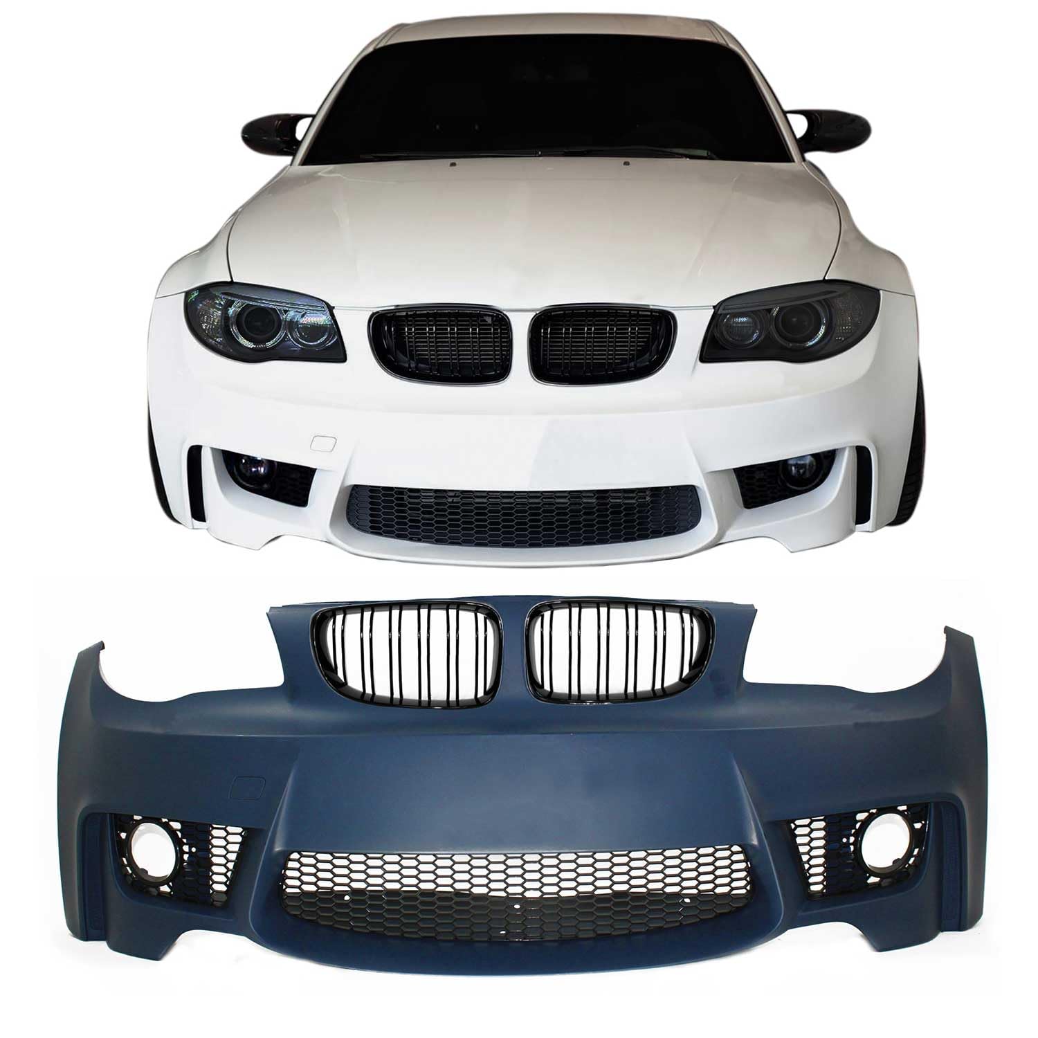 JOM Frontstoßstange BMW E81 E82 E87 E88 2004-2013 Doppelrippen Grill Nero