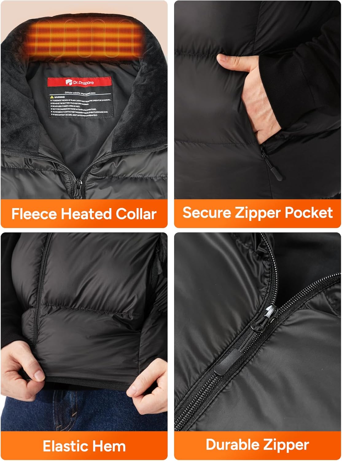 DR.PREPARE Heated Vest, Electric Heated Jacket for Men Women, Heated Clothing with 3 Heat Levels - Image 6