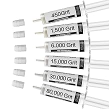 Diamond Polishing Compound Kit of 6 Polishing Lapping Paste 80,000 to 450 Grit for Glass Watch Marble Metal Resin Rock Jewelry Etc. with High Concentration of Diamond Powder Scratch Remover Repair