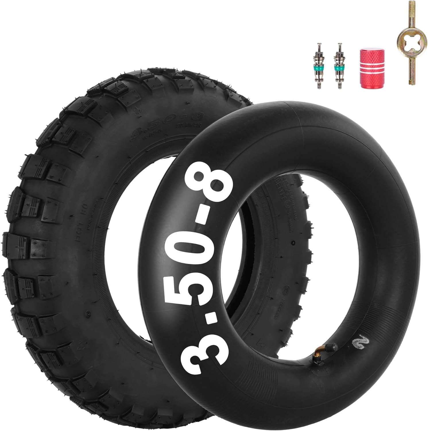 RUTU (2-Pack)3.50-8 Replacement Tire + Inner Tube with TR87 Bent Angled Valve Stem for Shinko Mini Bike Trail 421 Series