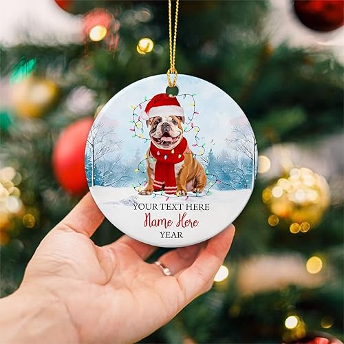 Vista 43 de Rottweiler - Adorno de cerámica personalizado para perro de Papá Noel, nombre y texto personalizados para mascotas, feliz para los amantes